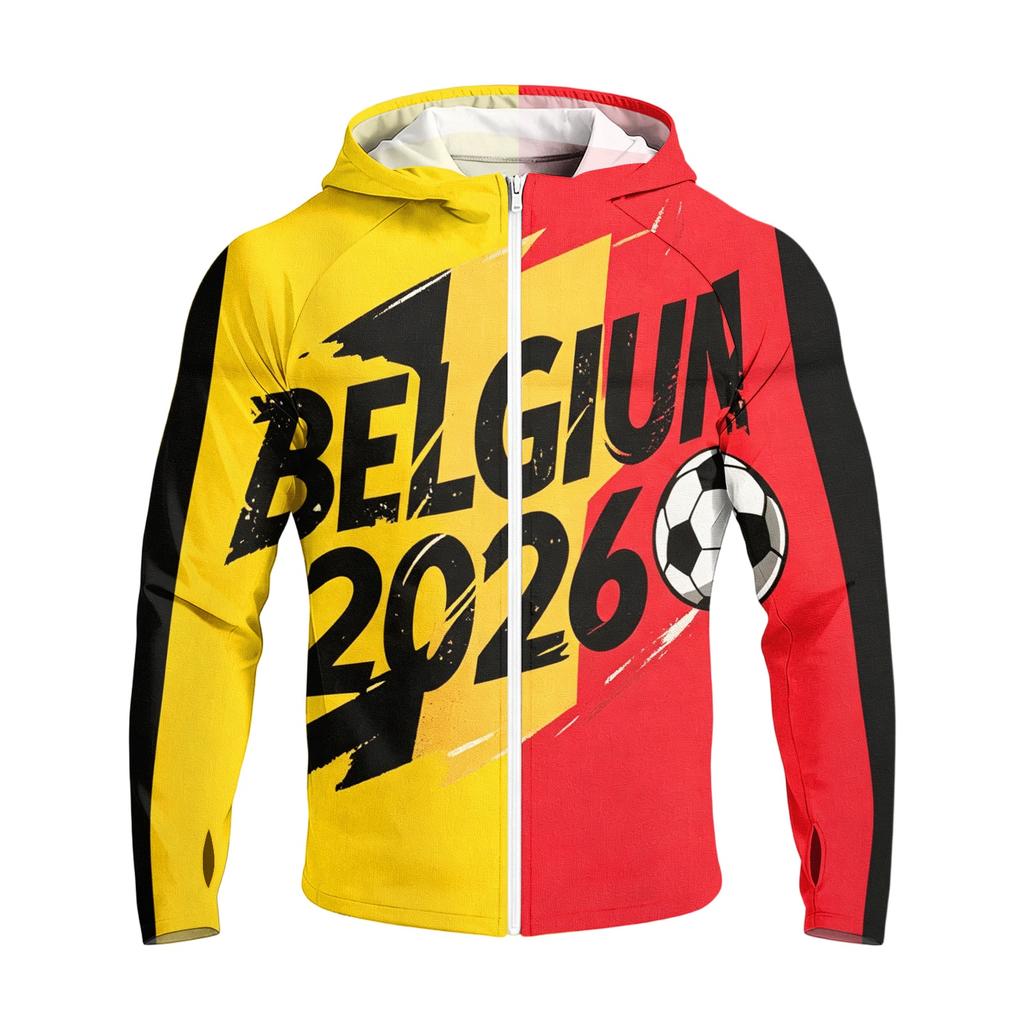 Men's Casual Raglan Sleeve Hooded Long Sleeve Sun Protection Jacket Lightweight Zip Up Soccer Graphic Print Outdoor Windbreaker
