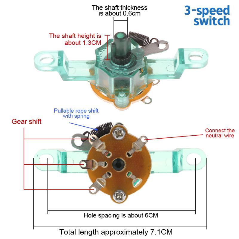 Round Fan Speed Control Switch For Floor Fan Wall Fan Gear Switch Replacement Parts