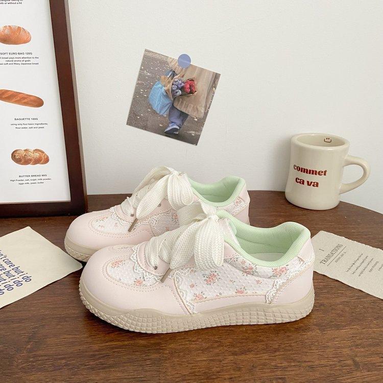 Breathable low-top board shoes spring new chic niche design student pink floral