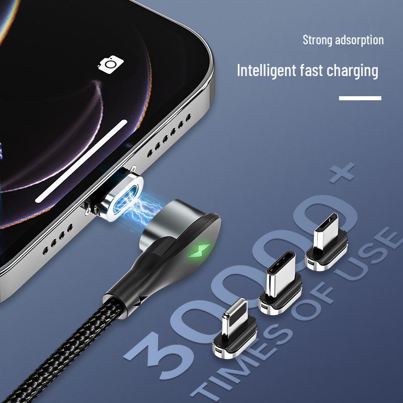 60W Fast Charging Magnetic Elbow Type-C Cable for Apple, Huawei, Android Phones