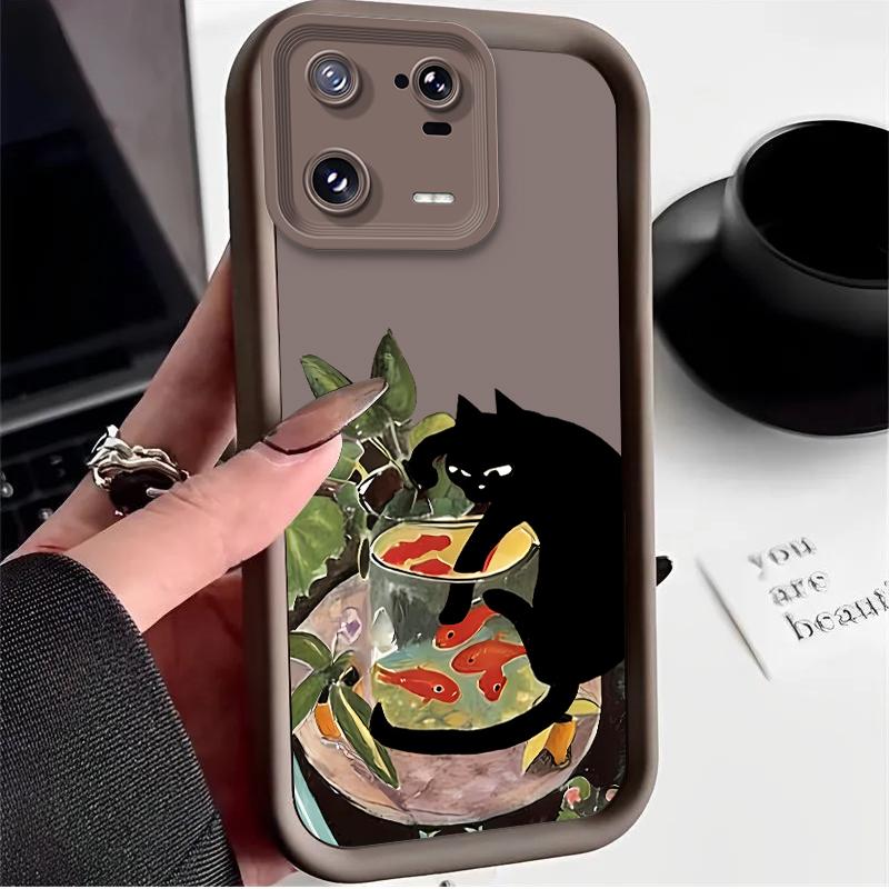 

Red Wine Cat Phone Case for Xiaomi Mi 15 14 14T 13 13T 12 11 11T Lite POCO X7 X6 5G X5 X3 NFC F6 F5 M7 M6 Pro 4G Cover Funda POCO M6 4G