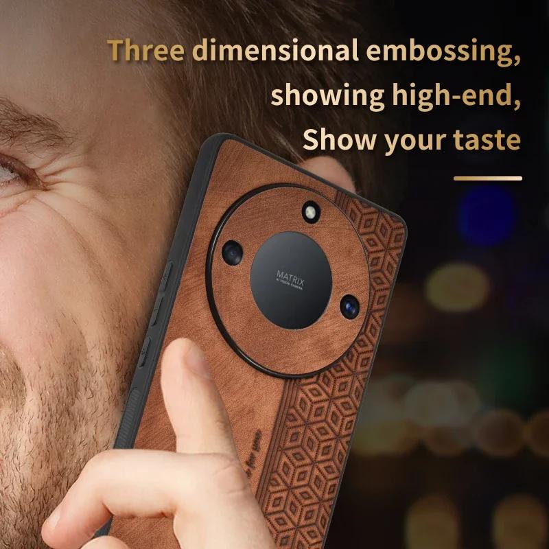 Luxury 3D Embossed Leather Case for Honor X50 Pro GT X9a X9b X30 X9 X40 X40i X50i Skin Feel Soft Edge Rugged Bumper Back Cover