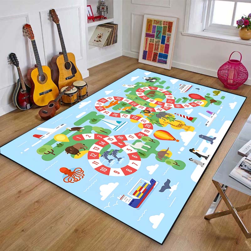 Game Snakes and Ladders Pattern Floor Rug Carpets Living Room Bedroom Bedside Bathroom Floor Mat Area Rug Kids Room Play Mat