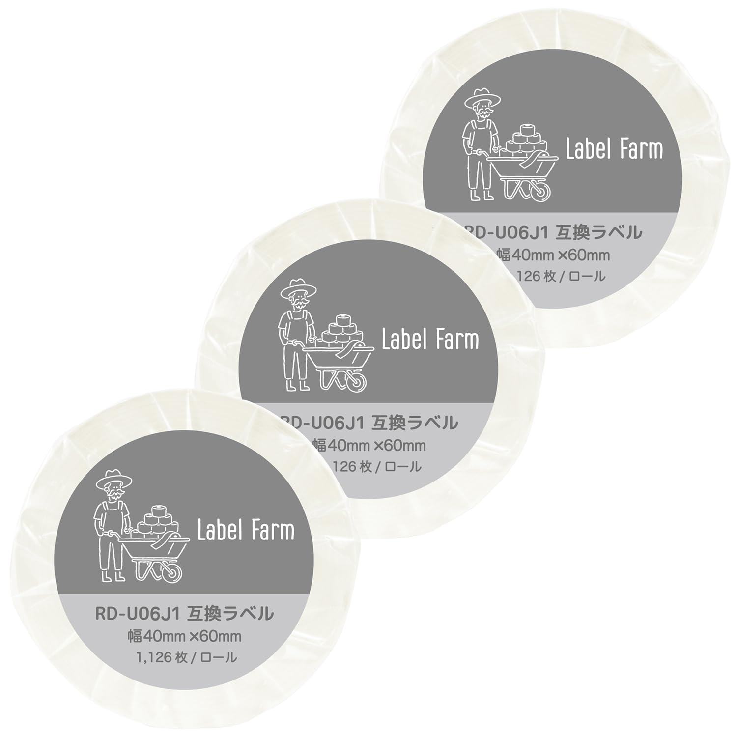 

Совместимая с Brother пищевая этикетка шириной 40 мм x 60 мм [Label Farm] RD-U06J1 (3 рулона) ТД-2130Н / ТД-2130НСА