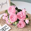 9 Head Philipos Rose Artificial Flowers Small Bouquet 30cm Silk Fake Flowers for Home Decor Wedding Decoration, 1pc