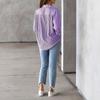 Camicia da donna a maniche lunghe a righe tinta unita, colletto button-down, camicia ampia