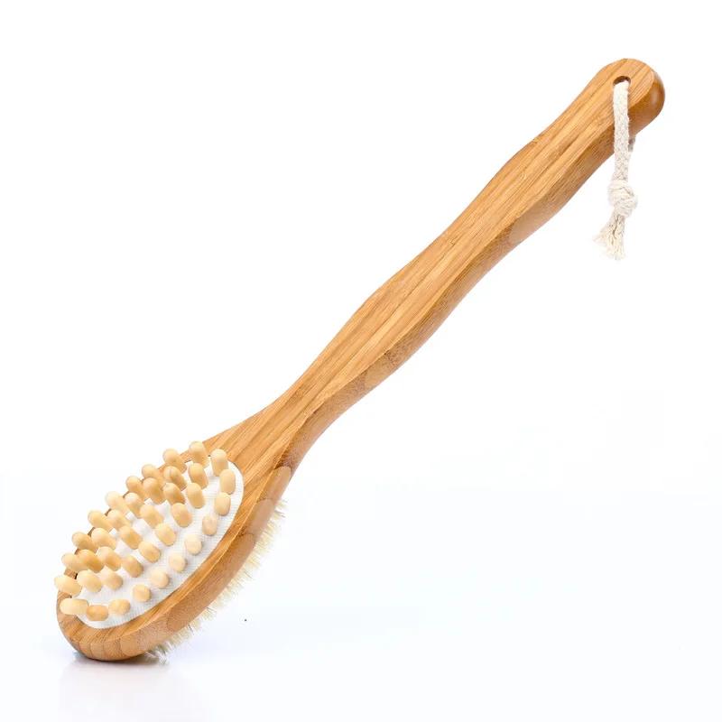 Dry Skin Wood Body Brush Exfoliation Natural Bristle Back Brush Massager Bath Shower Back Spa Scrubber Dry Massage Brush Tools