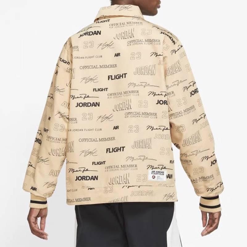 Jordan All Over Print Letter Versatile Stand Collar Single Breasted Long Sleeve Jacket Men Jacket Orange DX9739-252