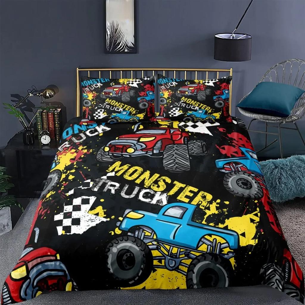 Cartoon Monster Trucks Duvet Cover Exquisite Digital Printing Bedding Set Comforter Bed Youth Home Decor Kids Girl Boys Gift
