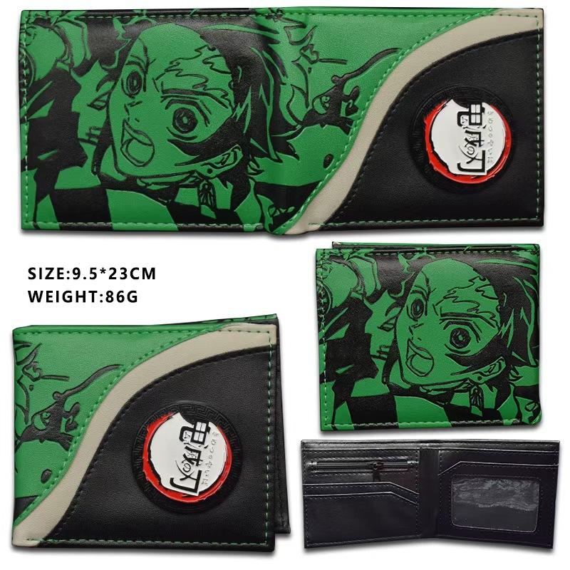 Luffy Wallet  Tanjiro Rotating Metal Logo Leather Coin Purse Card Holder Perfect Gift For Anime Fans