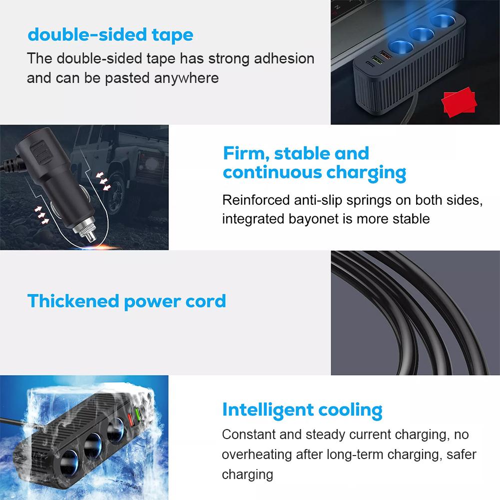 Brichetă auto 12V/24V Încărcător auto 120W PD QC USB încărcare rapidă adaptor de alimentare Încărcător 4 prize 3.1A încărcare multifuncțională