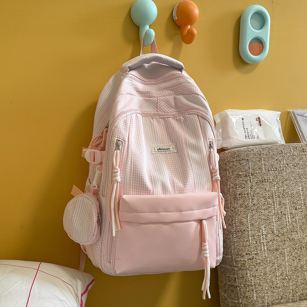 Schoolbag New High-value College Student Backpack High School Student Junior High School Student Large Capacity Cute Girl Schoolbag Lightweight