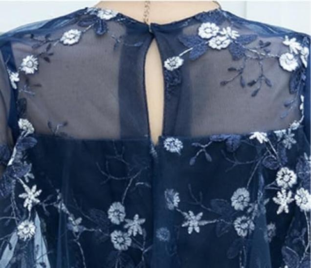 Wedding Party Sleeves [EightSTAR Dress] Dress, Long, Unique, Dress, After-Party, A-Line, Embroidered, Lace, Women's, One-Piece, Adult, 20s, 30s, 40s,