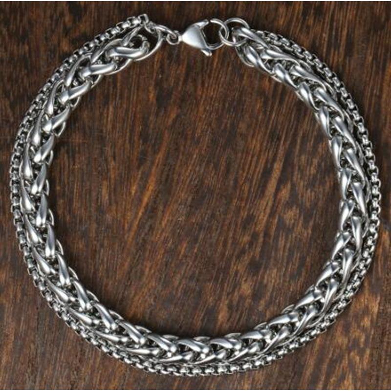 Nouveau Bracelet Dominateur Européen et Américain Trois Couleurs pour Homme en Acier Inoxydable