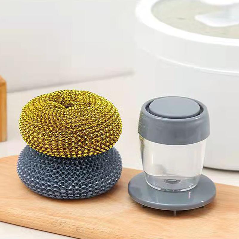 Durability Pots Cleaning Brush With Soap Detergent Dispenser,Gentle On Nonstick Cookware, For Home Restaurant Use