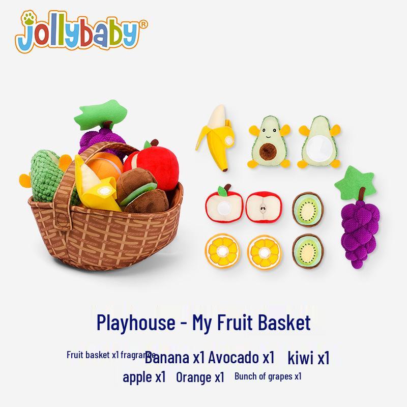 Jollybaby Pretend Play Kitchen Fruit & Vegetable Basket Toy for Baby Early Education (0-1 Year)