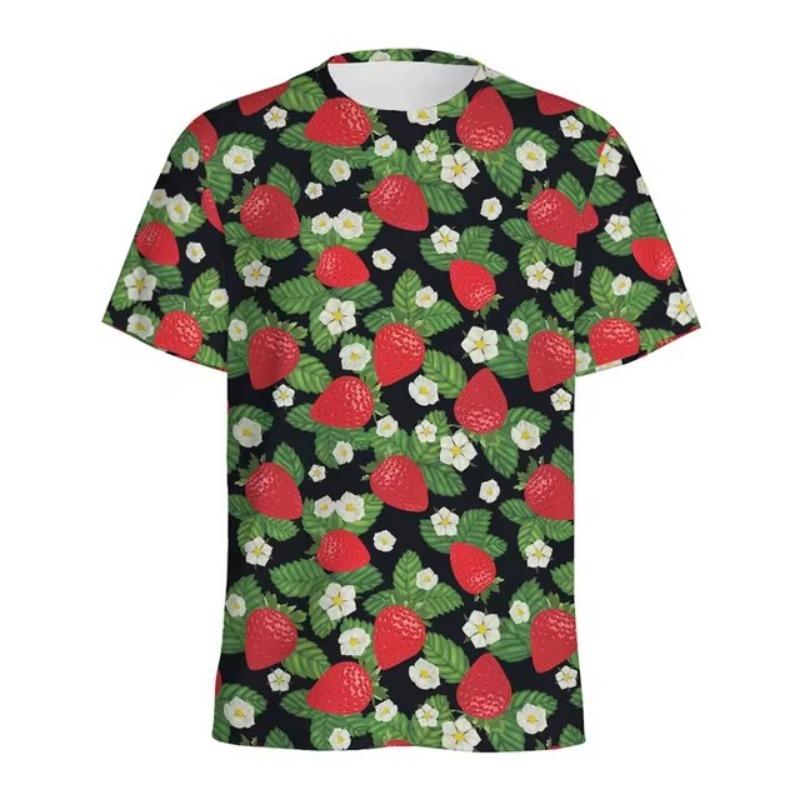 Mode Kiwi Erdbeere Grafik T-shirt Männer Cartoon 3D gedruckt Früchte T Shirts Frauen Rundhals T-Shirts Tops lose kurze Ärmel
