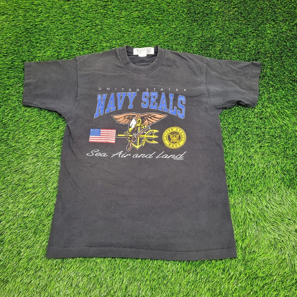 Vintage 90s Navy-Seals Shirt M/L 20x28 Faded-Black