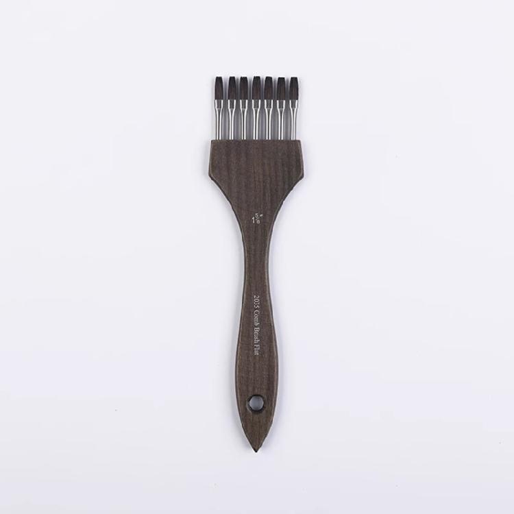 Dense Bristle Art Brush Wooden Handle Art Painting Comb Brush Smooth Painting Experience for Watercolor Acrylic Painting