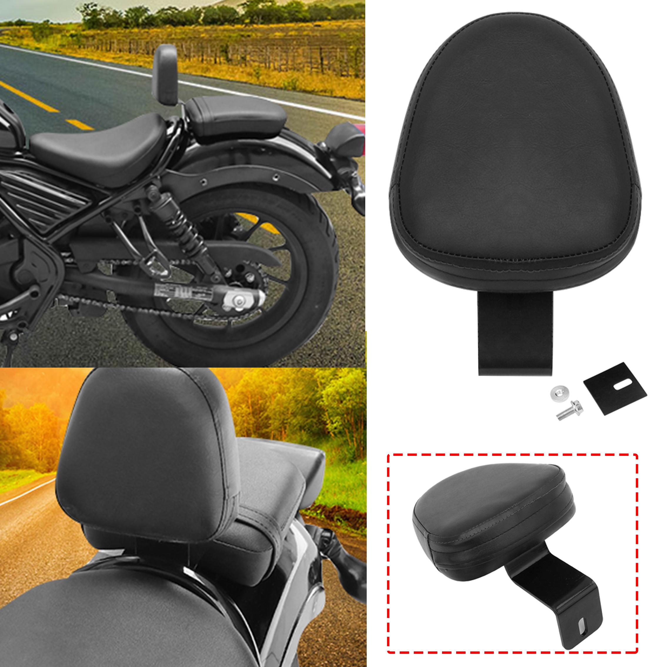 

Motorcycle Front Rider Driver Backrest Black Sissy Bar PU Leather Cushion Seat Pad For Honda Rebel CMX300 CMX500 2017 2018-2026 чёрный