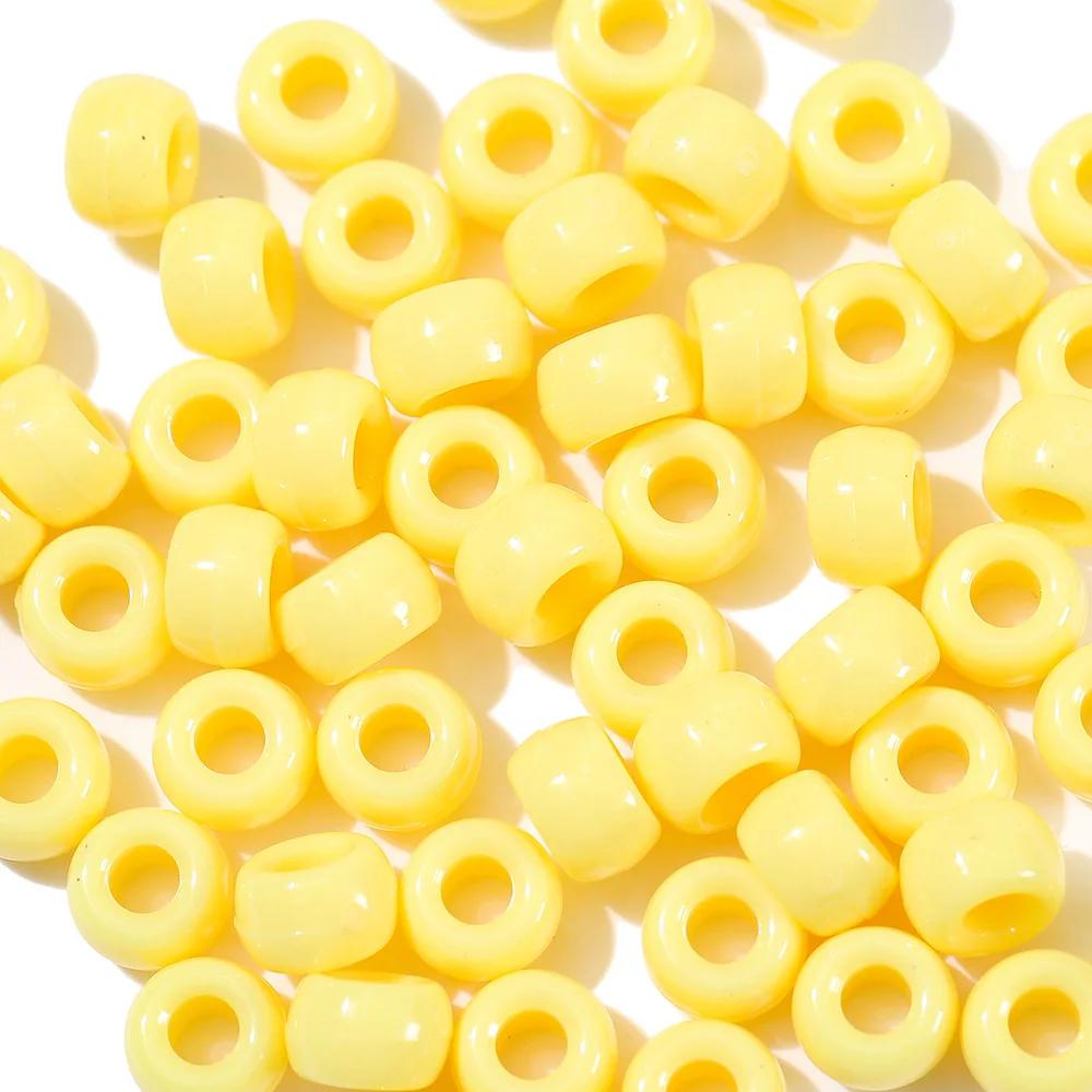 TX40 100Pcs 9mm Colors Minimalist Multicolor Rotundity Acrylic Big Hole Spacer Beads DIY Craft Kid Necklace Bracelets Accessory