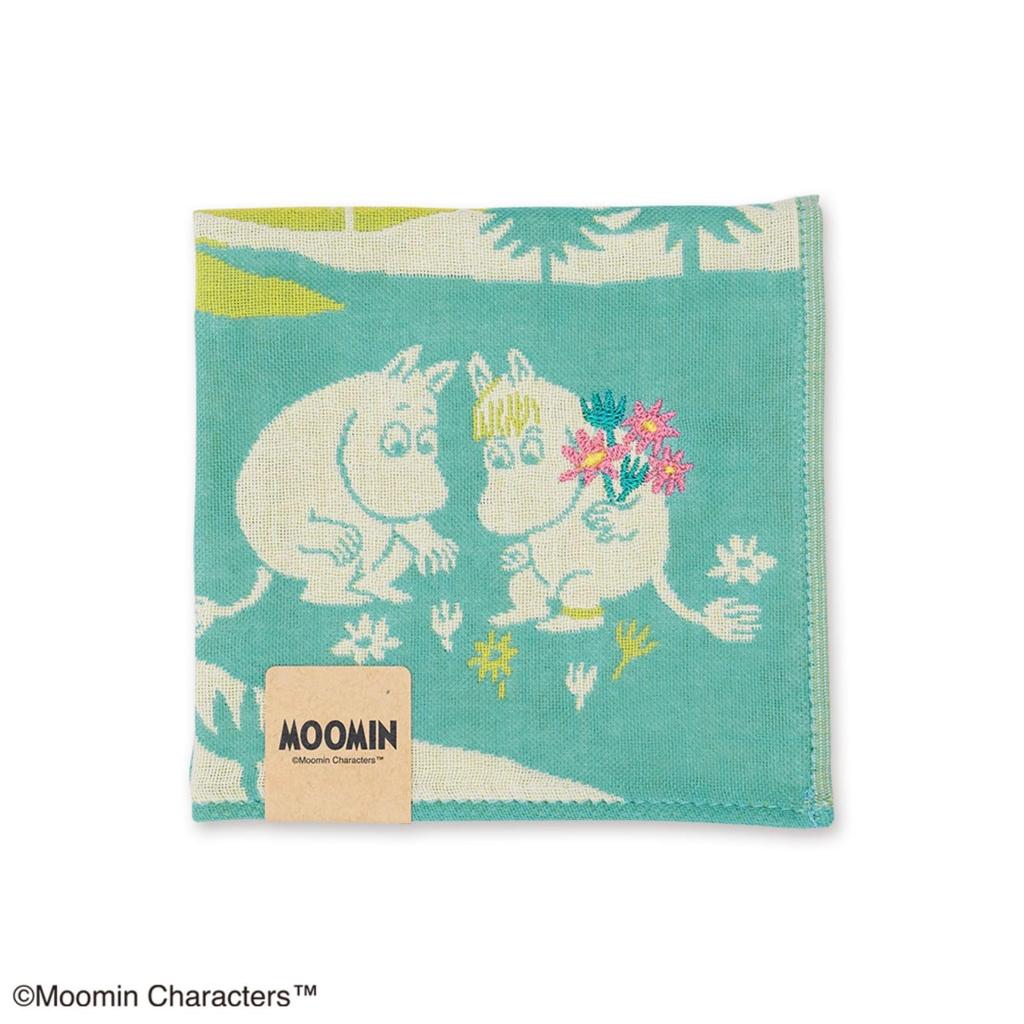 JIKAN STYLE MOOMIN Triple Gauze 25 x 25 05850 Handkerchief, Bouquet, Green, Approx. cm,