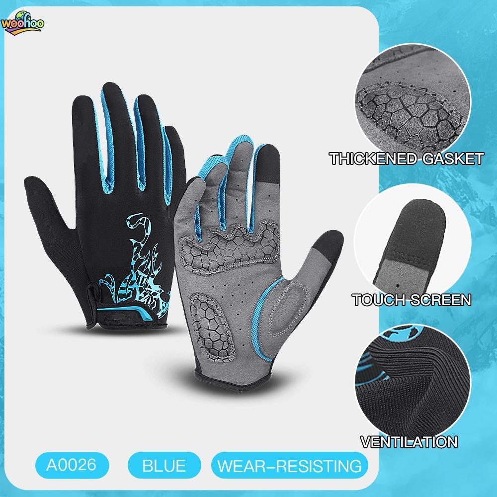 

Mountain Bike Gloves Touchscreen Full Finger Breathable Gel Palm Impact Protection Summer Cycling Gloves Anti Sweat Padding XL