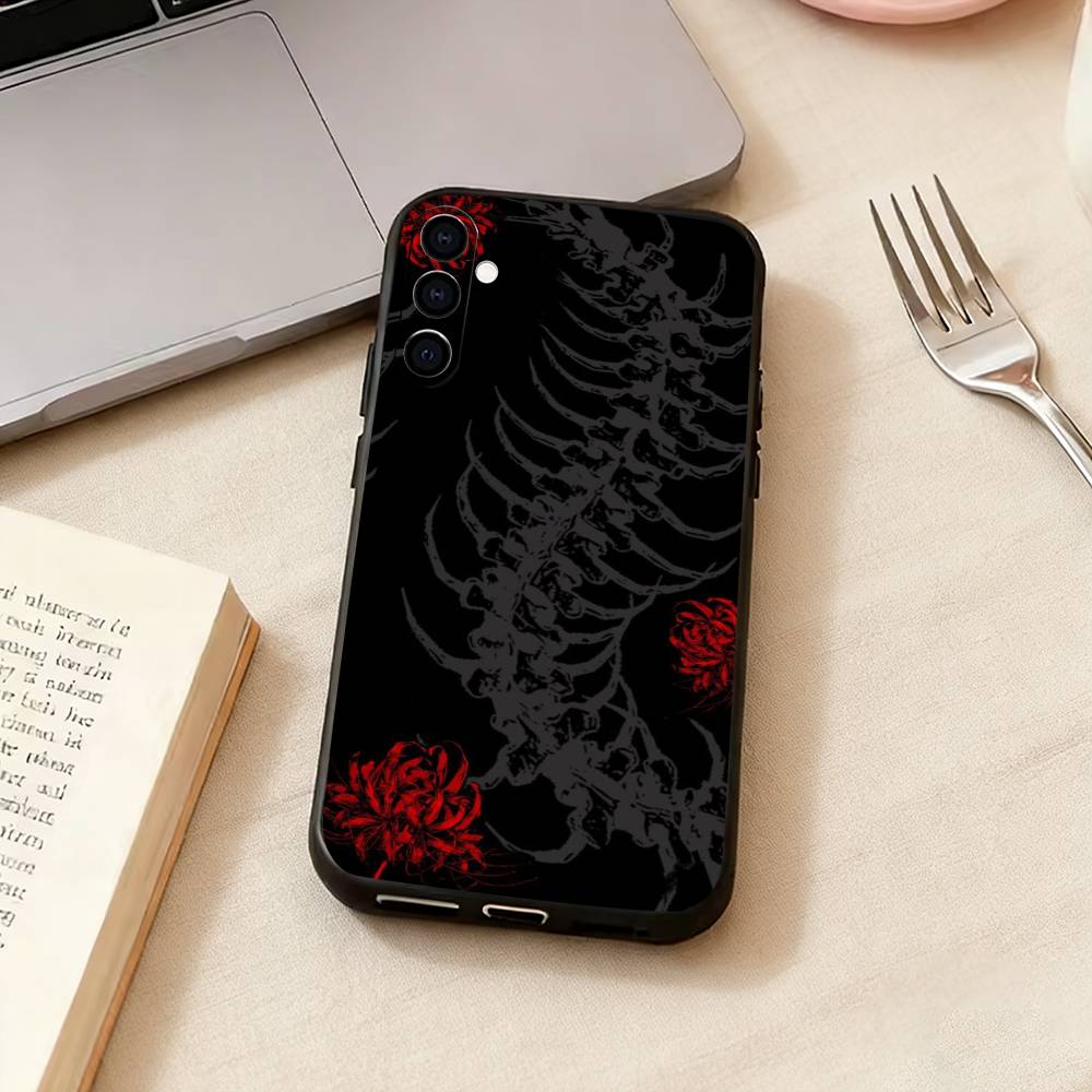 Ghoul R-Red Spider Lily Tokyo-o Phone Case For Samsung Galaxy A73,A72,A71,A70,A53,A52,A51,Others Soft Black Cover