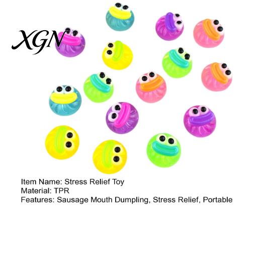 Big Mouth Bun Fidget Toy 15Pcs Cartoon Sausage Dumpling Eyes Steamed Emotional Soothing Squeeze Soft Stretchy Simulation Dough Ball Desk Stress