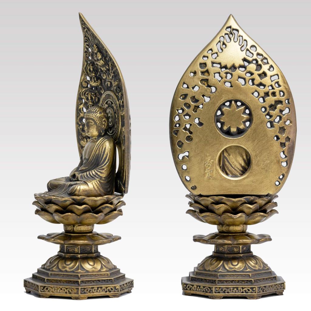 Buddha Statue Shaka Nyorai Seated Statue 18cm Makita Shuun Original Rinzai Tendai Takaoka Copperware Shaka Nyorai (antique Gold) Sculptor Model