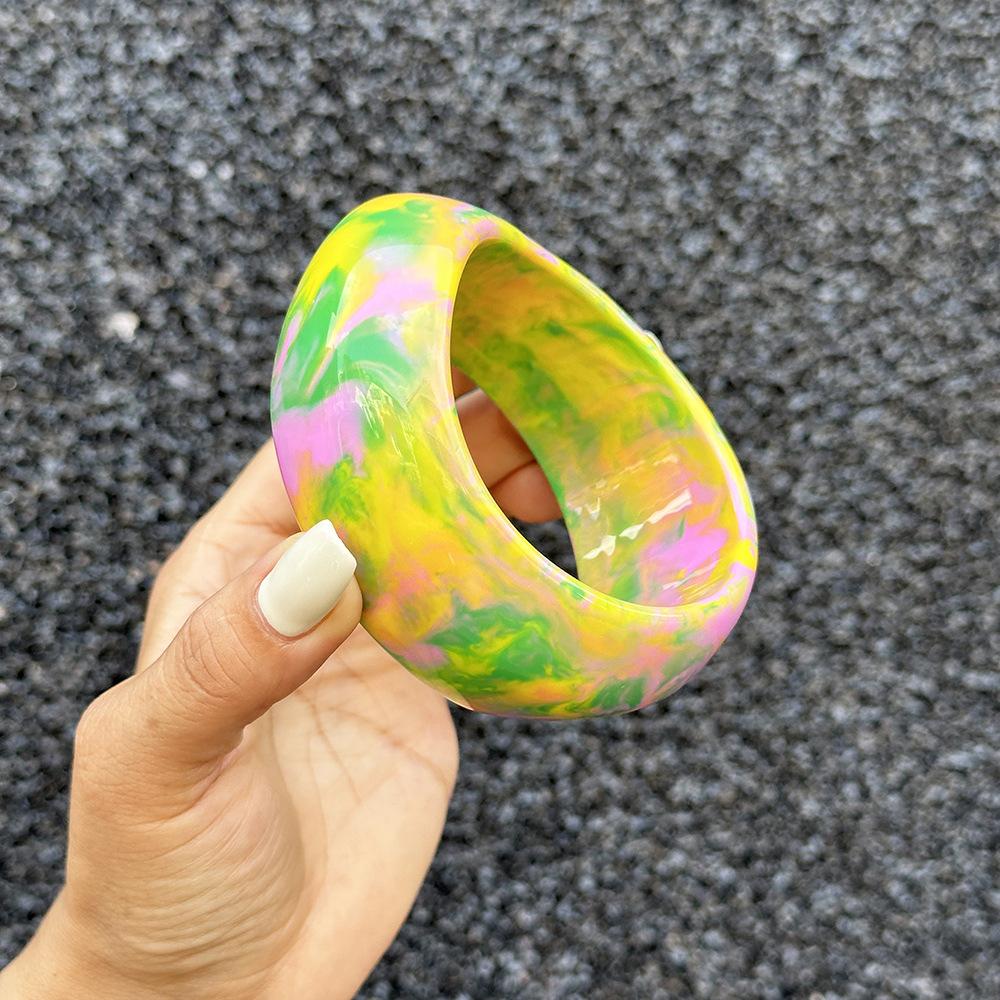 Exaggerated Acrylic Bangle Bohemian Retro  Hand Ring Cute Wide Cuff Bracelets  Decoration