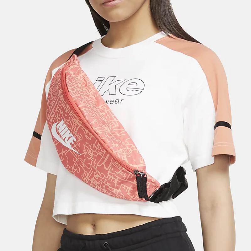 Nike Heritage Fabric Crossbody Bag, Sling Bag, Fanny Pack Regular Unisex Mysterious Ash Red Casual DC5097-814