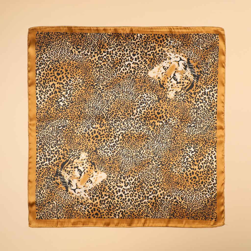 Luxury Leopard Print Print Female Silk Neck Scarf Square Hair Scarves Foulard Head Band Shawls Wraps Neckerchief Bandana Women