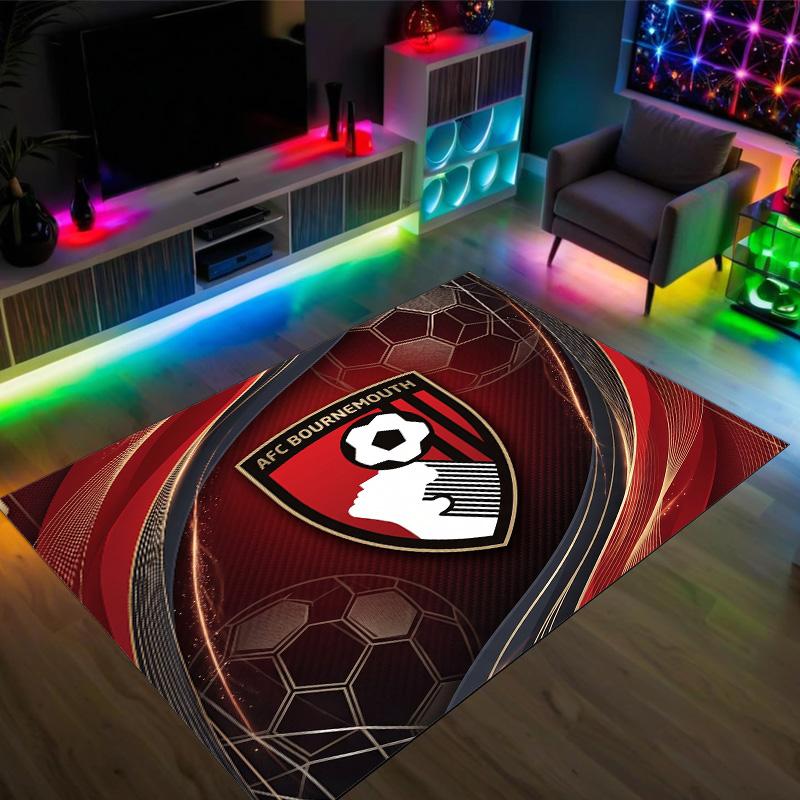 Bournemouth Football Design Crystal Velvet Carpet Cozy Non?Slip Printed Rug For Bedroom Living Room Entrance