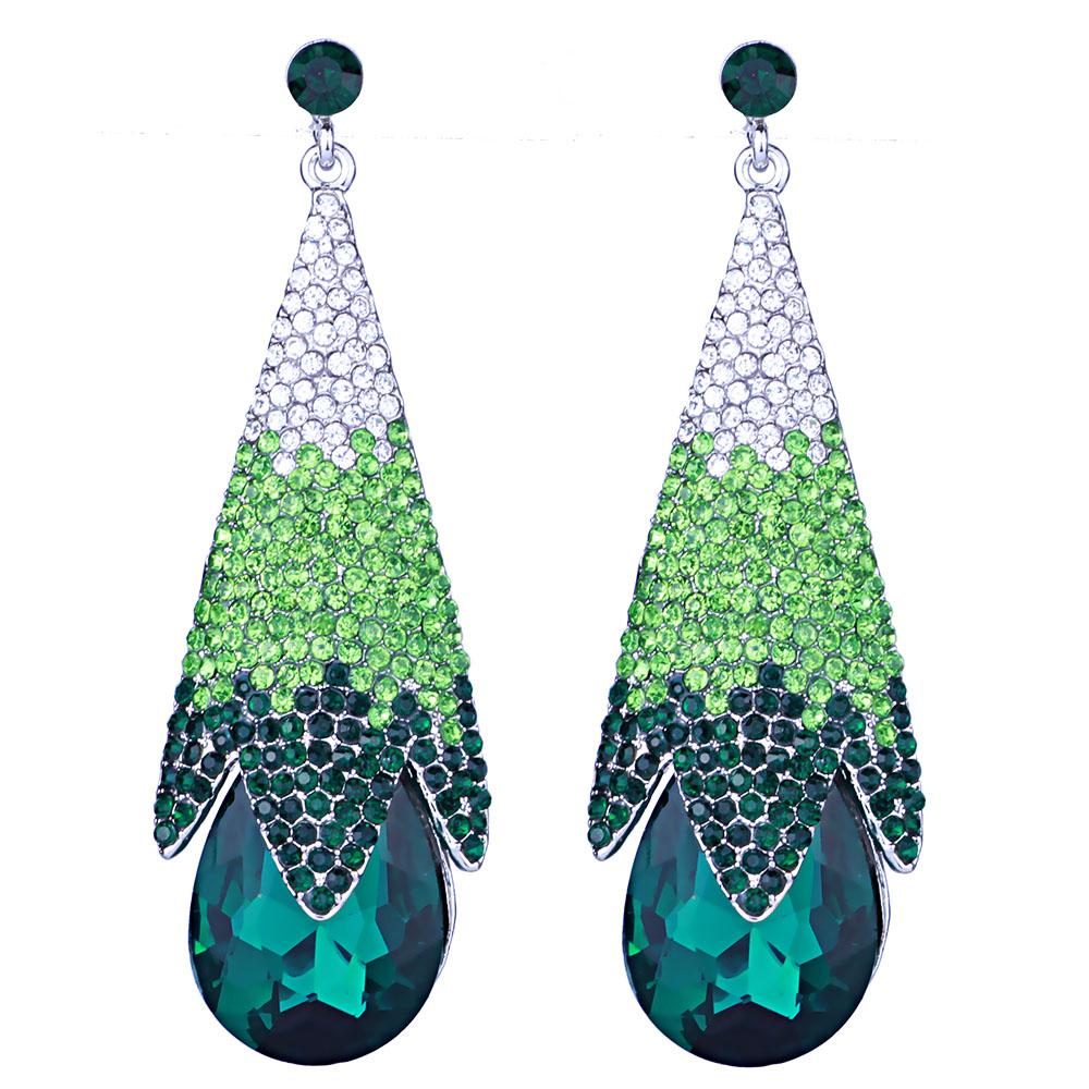 Jewelry Women Luxury Wedding Party Drop Earrings Inlay With Multicolor Rhinestones Big Water Drop Earrings Long