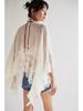 Women's Batwing Sleeve Mesh Cover-up: Spring/Summer Loose Beach Top with Lace Patchwork and Sun Protection.