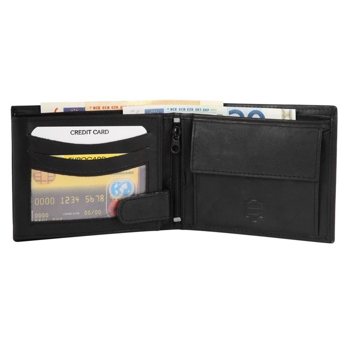 Excellanc Classic Horizontal Black Leather Wallet for Men