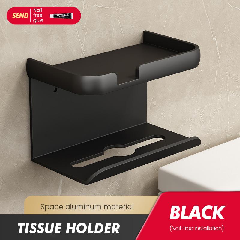 Toilet Tissue Box Wall Mounted Non Perforated Iron Tissue Holder Toilet Roll Paper Storage Rack Household Storage Products