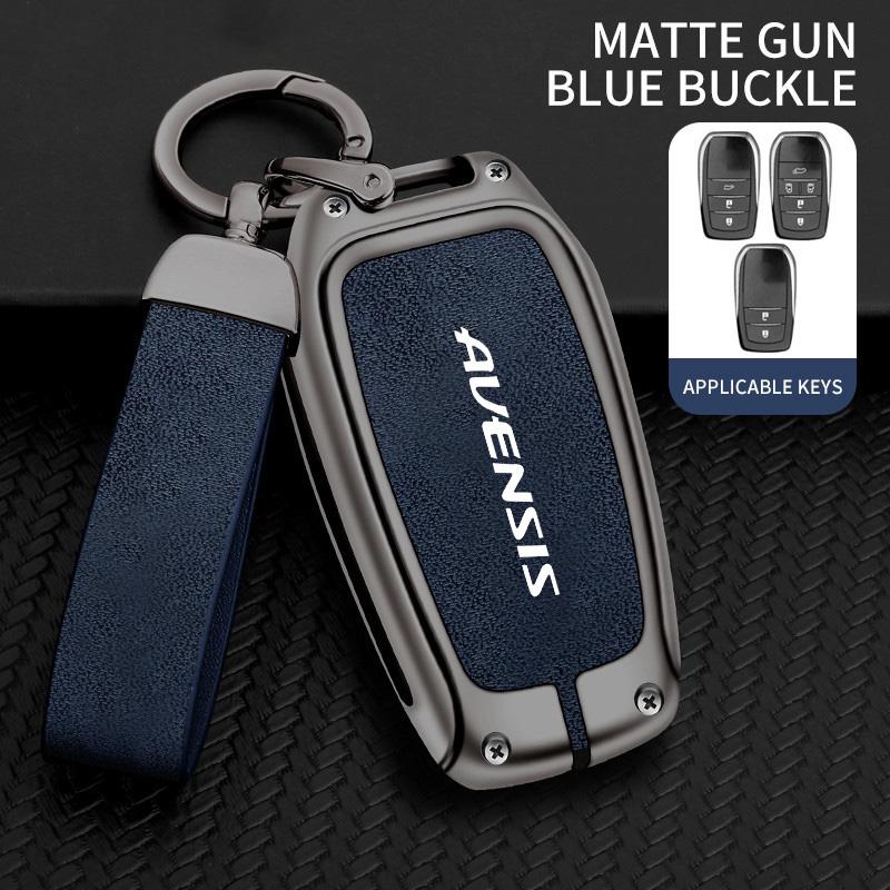 Zinc Alloy Leather Car Remote Key Case Cover Shell Holder Full Protection Auto Accessories Keychain For Toyota Avensis T25 T27