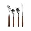 304 stainless steel walnut handle knife, fork, spoon, western tableware, lathe hardware, matte hand-thrown round spoon gift