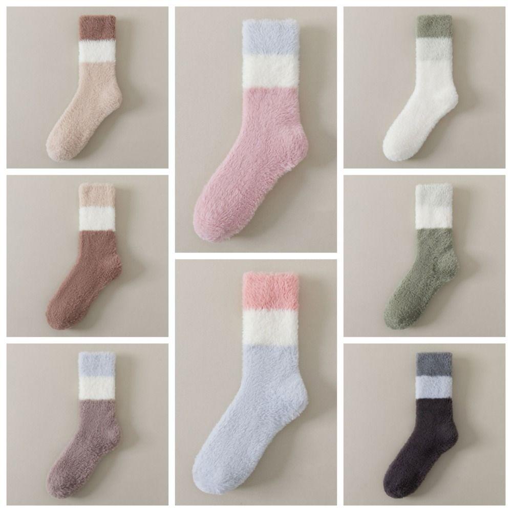 Winter Coral Fleece Socks Sleeping Mid Tube Socks Women Floor Plush Socks  For Female Men