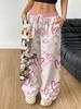 Women's Loose Fashion Casual Sports Wide-leg Pants Cartoon Cat Love Print Spring and Autumn Outdoor Long Sweatpants