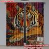 Artistic Tiger Pattern Curtains Digital Printing Realistic Orange Black Stripes Background Bold Living Room Decor Set Of 2 Made Polyester Area