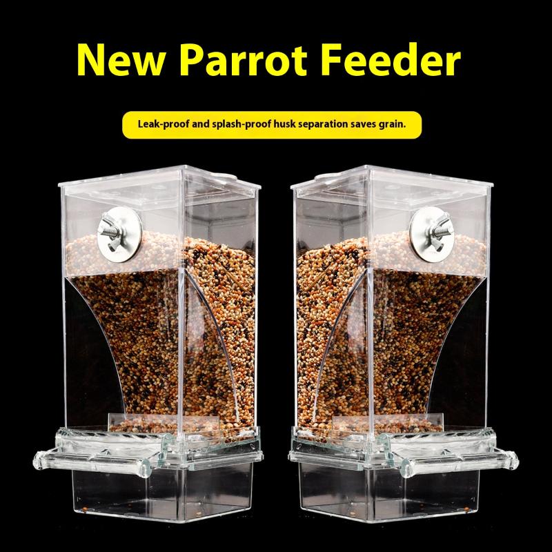Large Capacity Bird Feeder Box Anti-Splash Bird Food Dispenser Durable Parrot Feeding Box For Small Medium Birds