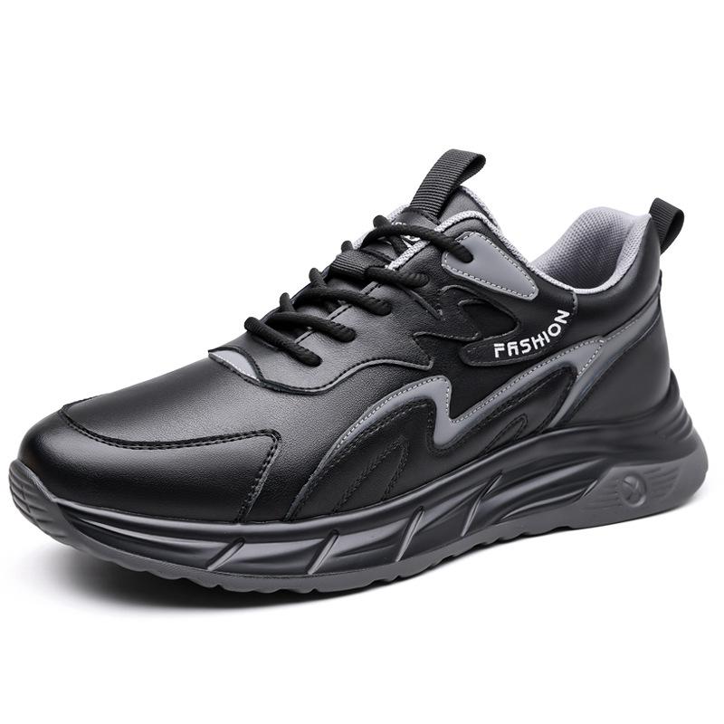 Sneakers Men's Autumn and Winter New Breathable Soft-soled Running Shoes Trendy Leather Men's Shoes Casual Platform Dad Shoes