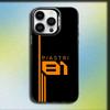 Custodia per telefono O-Oscar Piastri 81 per iPhone 16,15,14,13,12,11,Mini,Pro,SE,MAX Grigio Opaco Silicone Copertura Nera