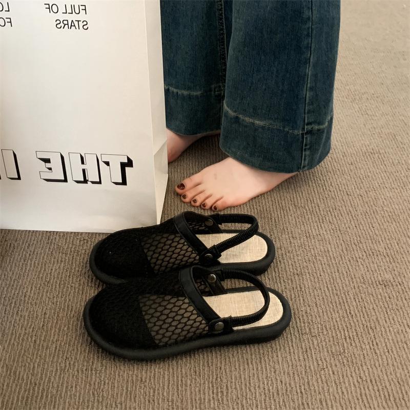 Sandals Women's Summer Outer Wear 2025 New High-end Mesh Hollow Two Wear Hole Shoes One Pedal Bag Head Half Slippers