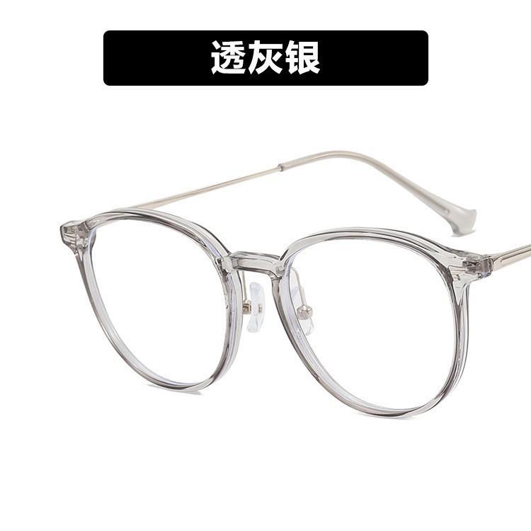 Myopia glasses retro glasses anti-blue light glasses plain flat glasses cold brown can be matched with degree round frame black frame