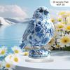 Charming Blue & White Porcelain Bird Statue - Acrylic Decor for Home, Office, or Garden