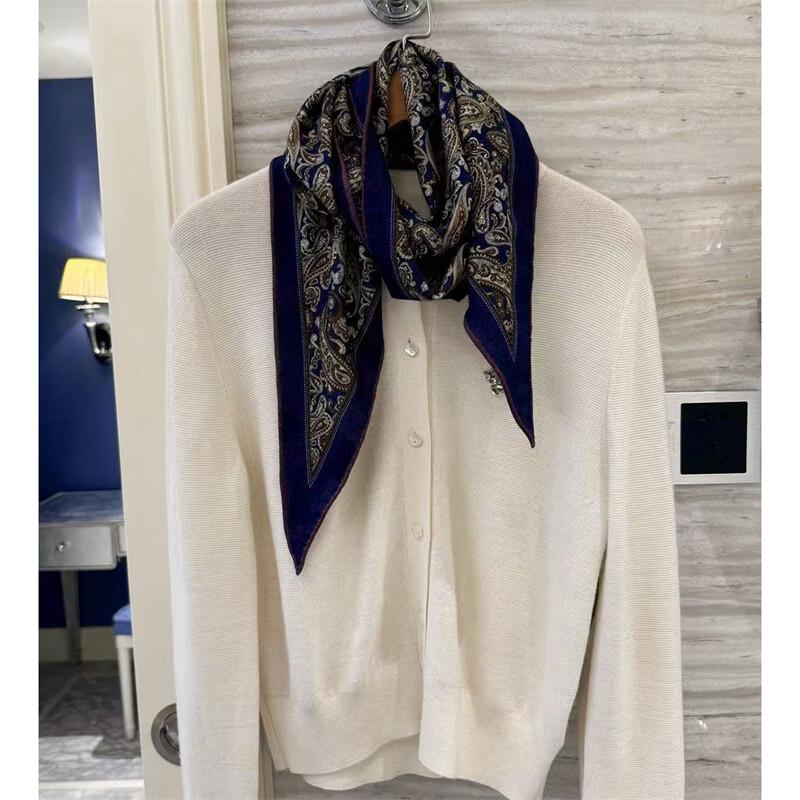 NINA SOLOR Soft Silk Wool Blend Paisley Scarf